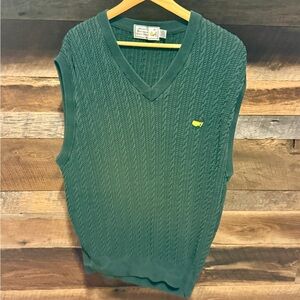 Green Cable Knit Sweater Vest with Logo